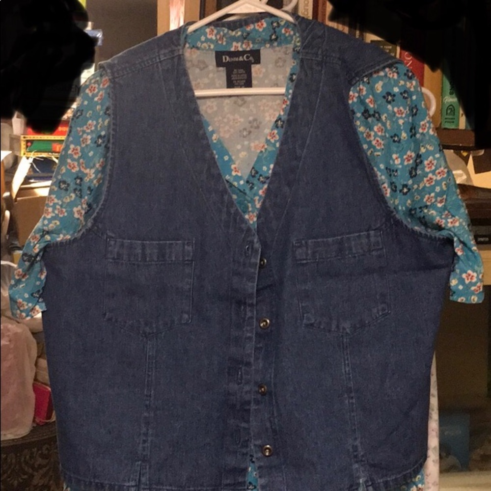 Denim&Co. Floral Print Dress with Denim Jacket